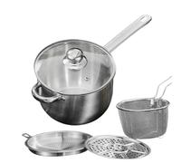 Friggitrice, utensili da cucina con manico lungo con coperchio trasparente | Friggitrice con cestino e coperchio | Fornello a gas, elettrico, patatine, pollo, zuppa, cucina, preparazione dei pasti