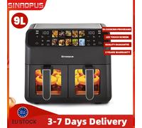 Friggitrici ad aria a doppio cestello multifunzione da 9 litri Finestra di visualizzazione della macchina intelligente Friggitrice elettrica calda Fornello senza olio con controllo touch a LED