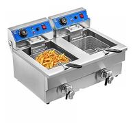 Friggitrici elettriche 12L 20L Doppi serbatoi for ristorante fast food o campeggio Picnic Pollo fritto Patatine fritte Facile da pulire(Type D (20L))