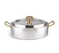Friggitrici per fonduta, pentole grandi per cucinare l'anatra mandarina in casa, materiale in acciaio inossidabile 304, speciale per fornelli a induzione, pentola calda addensat,Silver-24*8cm