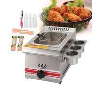 Friggitrici per ristoranti, friggitrice da banco professionale in acciaio inox, temperatura regolabile, adatta per pollo fritto, patatine fritte, con porta condimenti e bottiglie per salse, 20 l