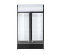 HENDI Frigorifero pubblicitario Arktic per bevande, armadio refrigerato verticale con pannello retroilluminato, 2 porte, 512L, 0-10°C, 220V, 510W, 1120x585x(H)1900mm, acciaio verniciato a polvere nero