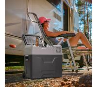 Frigo per Auto da 50L con Pannello Touch, Maniglia e 2 Ruote, in Alluminio e Plastica, 58.6x37.8x54.5 cm, Grigio