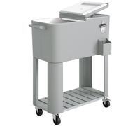 Frigo Portatile 76l Con Ruote, Ripiano E Apribottiglie, In Plastica, Metallo E Acciaio, 92x39x81 Cm, Argento