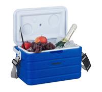 Relaxdays Frigo Portatile 10L, da Viaggio, Tracolla da Trasporto e Manico senza Elettricità HLP 22,5 x 37,5 x 23 cm, Blu