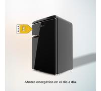 Cecotec Mini Frigorifero Retro Bolero CoolMarket TT Origin 110 Nero E. Mini Frigorifero Retro con Capacità di 110L, Classe E, Icebox, LED interno, Maniglia Cromata, Ripiani in Vetro