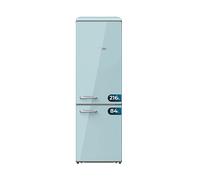 Cecotec Frigorifero Retro CombinatoBolero coolmarket combi origin 300 blue e. 300 Blu E, Classe E, LED interno, contenitore frutta/verdura, controllo temperatura, maniglia cromata/vassoi in vetro.