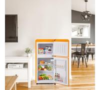 Frigorifero compatto con congelatore, minifrigo a 2 porte, ripiano regolabile, piccolo frigorifero per camera da letto, ufficio, dormitorio, cucina,Yellow