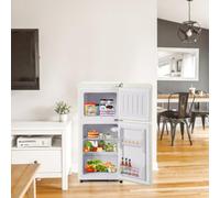 Frigorifero compatto con congelatore, minifrigo a 2 porte, ripiano regolabile, piccolo frigorifero per camera da letto, ufficio, dormitorio, cucina,Beige