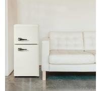 Frigorifero compatto e piccolo con congelatore, frigorifero retrò con doppia porta, termostato regolabile a 7 livelli per garage, dormitorio, camera da letto, ufficio,Beige