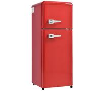 Frigorifero Con Congelatore,Combinazione Frigo-Congelatore,Frigorifero Doppia Porta 92L,Con Congelatore 28L,45Db,LED,Ripiani in Vetro,Cassetto Verdura,Ripiani Nella Porta,116 Kwh/Anno,Red