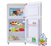 Frigorifero con congelatore/congelatore superiore/120 kWh/anno/91 cm di altezza/luce LED,Off-White