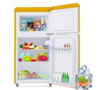 Frigorifero con congelatore/congelatore superiore/120 kWh/anno/91 cm di altezza/luce LED,Yellow