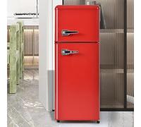 Frigorifero con congelatore, frigorifero a doppia porta, termostato regolabile, grande capacità, frigorifero per appartamento, ufficio, dormitorio,Red