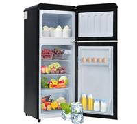 Frigorifero da 92 litri con congelatore, doppia porta, design vintage, frigorifero per bevande con termostato regolabile a 7 impostazioni e sbrinamento manuale, classe energetica D,Black