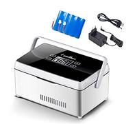 Frigorifero per auto, mini frigorifero per farmaci, frigorifero portatile da viaggio con maniglia, display a LED, frigorifero per medicinali per auto, casa, viaggio, 3 batterie