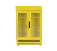 Frigorifero per bambole Zenithaur, frigo in legno in miniatura, decorazione del frigorifero di simulazione portatile per una casa delle bambole 1:12 (Yellow color)