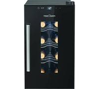 Frigorifero per vino ProfiCook® per 8 bottiglie, con porta in vetro resistente ai raggi UV, con illuminazione a LED e 4 livelli di conservazione, di cui 3 rimovibili, 11-18°C, 23L - PC-WK 1232