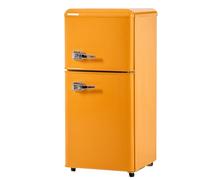 Frigorifero piccolo con congelatore da 60 l, frigorifero compatto a 2 porte, minifrigo con ripiani in vetro rimovibili regolabili per camera da letto, dormitorio, ufficio o appartamento,Yellow