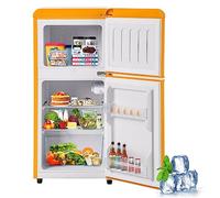 Frigorifero Piccolo, Mini frigo, Frigo per Bevande, Piccolo Frigorifero per Champagne, minifrigo da 60L, Volume congelatore 22 Litri, -27°C ∽ 13°C, Luce LED, Classe energetica F,Yellow