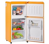 Frigorifero Piccolo, Minifrigo con cella Freezer, frigo bibite Silenzioso 60L, minifrigo -27°C ∽ 13°C, Volume congelatore 22 Litri, -27°C ∽ 13°C, Luce LED, Classe energetica F,Yellow