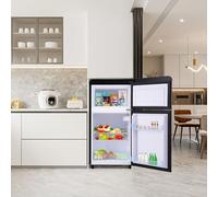 Frigorifero retrò, 72 l, doppia porta con congelatore da 21 l 39 dB, silenzioso, compatto per cucina, nero e multicolore, con ripiani regolabili e piedini di livellamento