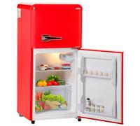 Frigorifero Retrò Combinato, Frigorifero a Doppia Porta Superiore E Inferiore, Altezza 86,8 Cm, Larghezza 45,5 Cm, Capacità Totale 60 L, Congelatore 22 L, 102 Kwh/Anno, -27 °c-13 °c,Red