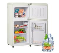 Frigorifero Retrò Combinato, Frigorifero a Doppia Porta Superiore E Inferiore, Altezza 86,8 Cm, Larghezza 45,5 Cm, Capacità Totale 60 L, Congelatore 22 L, 102 Kwh/Anno, -27 °c-13 °c,White