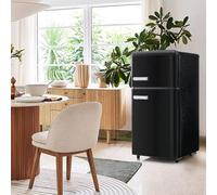 Frigorifero Retrò,Combinazione Frigo-Congelatore,Frigorifero a Doppia Porta Superiore E Inferiore,Capacità Totale 72L,Con Capacità Congelatore 21L,120Kwh/Anno, Illuminazione a LED,Black