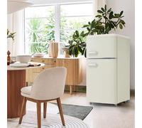 Frigorifero Retrò,Combinazione Frigo-Congelatore,Frigorifero a Doppia Porta Superiore E Inferiore,Capacità Totale 72L,Con Capacità Congelatore 21L,120Kwh/Anno, Illuminazione a LED,White
