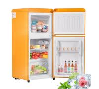 Frigorifero Retrò Con Vano Congelatore Da 60 Litri, Volume Congelatore 22 Litri, 2 Ripiani in Vetro, Cassetto Verdura, Scomparto Uova, 102 Kwh/Anno, Illuminazione a LED, -27 °c-13 °c,Yellow