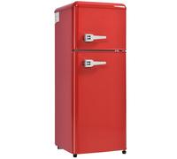 Frigorifero retrò in stile vintage - Combinazione frigorifero-congelatore a due porte, capacità totale 92 l, congelatore 28 l, classe energetica D, 116 kWh/anno,Red