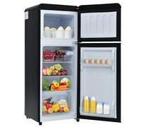 Frigorifero retrò per appartamento con congelatore superiore - Frigorifero a 2 porte con capacità di 92 litri, ripiani regolabili anti-goccia, cassetti porta e cestelli per frutta e verdura,Black