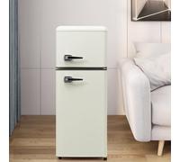 Frigorifero Retrò, Piccolo Frigorifero Con Scomparto Congelatore, Minifrigo, Volume Totale 92 Litri, Con Volume Congelatore 28 Litri, 116 Kwh/Anno, Luce LED, 7 Livelli Di Temperatura,White
