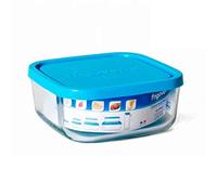 Frigoverre - Contenitore per alimenti in vetro quadrato con coperchio in plastica, 100 cl, 15 x 15 x 6,5 cm