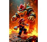 Frikiverso Targa decorativa Mario & Bowser in metallo con cornice HD