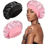 Frilla SILKCROWN - Berretto da notte traspirante e personalizzabile, copricapo in seta antiscivolo, cappello da notte (2 pezzi, 37 cm)