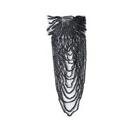 Fringed Sequin Epaulets, Gold Embroidery Shoulder Ornaments For DIY Sewing & Costume Design(Black)