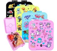 Fringoo - Bento Box - Contenitore per il pranzo - a prova di perdite, capacità 650 ml, 4 scomparti, senza BPA, design con simpatici animali rosa