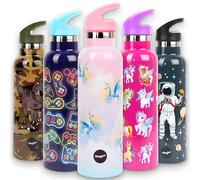 Fringoo - Borraccia Cielo Unicorno con cannuccia - Bottiglie d'acqua alte senza BPA - Bottiglia d'acqua isolata - Bottiglia d'acqua in acciaio inossidabile - Bottiglie d'acqua per bambini - 600 ml