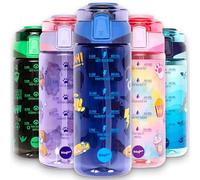 Fringoo Borraccia per bambini per la scuola da 650 ml - Maniglia per il trasporto 100% a prova di perdite e senza BPA, cannuccia in silicone Tritan - Coperchio con chiusura a scatto sicura, design con