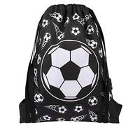 Fringoo - Borsa con coulisse per bambini | Borsa da scuola perfetta, borsa per kit PE, borsa da nuoto o borsa per kit sportivo | Include cinghie da 1,5 cm per il comfort -, Football Black, L