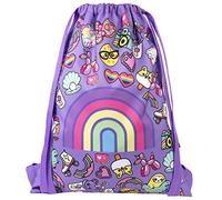 Fringoo - Borsa con coulisse per bambini, perfetta per la scuola o lo sport | Include cinghie da 1,5 cm per il comfort, Rainbow Smile, L
