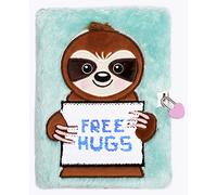 Fringoo Diario segreto per ragazze, peluche e paillettes reversibili, con lucchetto + segnalibro planner settimanale + taccuino A5 chiudibile 96 pagine regalo per ragazze (abbracci bradipo gratuito)