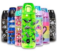 fringoo - Dinosauro Per Il Pranzo - Borracce senza BPA - Borraccia in paglia verde - Borraccia riutilizzabile - 600 ml / 20 Oz