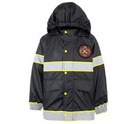 fringoo Impermeabile 100% impermeabile con cappuccio e toppe riflettenti, giacca dinosauro per ragazzi dai 2 agli 8 anni, Pompiere, 4-5 Anni