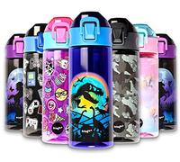 fringoo - Luna Dinosauro - Borracce senza BPA - Borraccia in paglia blu - Borraccia riutilizzabile - 600 ml / 20 Oz