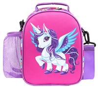 Fringoo Magic Unicorn Lunch Box - Borsa termica per il pranzo - ottimo regalo per gli amanti degli unicorni, bottiglia abbinata disponibile