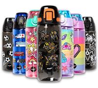 fringoo - Robot A Forma Di Dinosauro - Borracce senza BPA - Borraccia in paglia nera - Borraccia riutilizzabile - 600 ml / 20 Oz