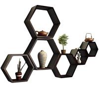 FRINZA Mensole Floating Shelf esagonale Combinazione scaffali galleggiante in legno Telaio Consiglio decorativo Soggiorno, Larghezza 9cm, 2 set opzionale(Set B)